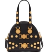 VERSACE SMALL TRIBUTE STUDDED LEATHER SATCHEL - BLACK,DBFG309DV1T