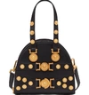 Versace Small Tribute Studded Leather Satchel - Black In Black/ Tribute Gold
