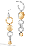 JOHN HARDY DOT HAMMERED MISMATCHED INTERLINK DROP EARRINGS,EZ34010