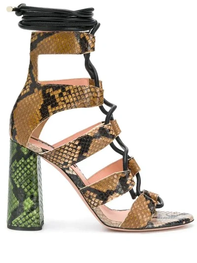 Rochas Snakeskin-effect Sandals - 棕色 In Brown