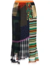 KOLOR MIXED-PRINT PLEATED SKIRT