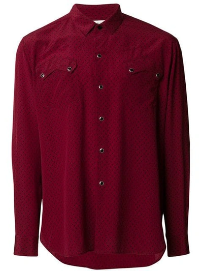 Saint Laurent Men's Western Print Silk Button-down Shirt In Dark Red