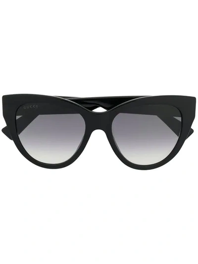 Gucci Eyewear 有色镜片猫眼框太阳眼镜 - 黑色 In Schwarz