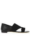 TOD'S TODS BLACK LEATHER & SUEDE LOW SANDALS,XXW37B0AT70 KPNB999