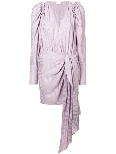 Magda Butrym Lagos Wrap-effect Draped Silk-jacquard Mini Dress In Purple