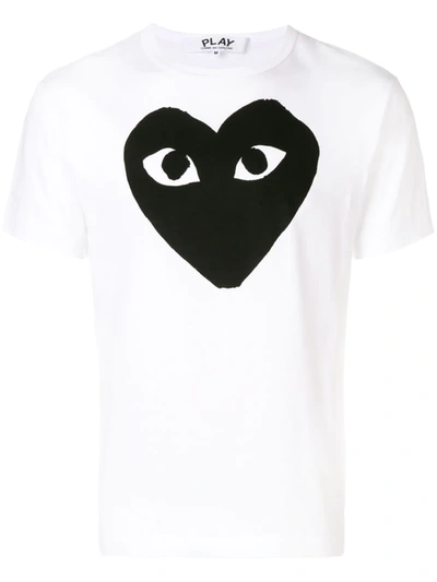 Comme Des Garçons Play Signature Heart-print T-shirt In White