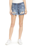 ARTICLES OF SOCIETY MEREDITH RIPPED HIGH WAIST DENIM SHORTS,6188DT-385N