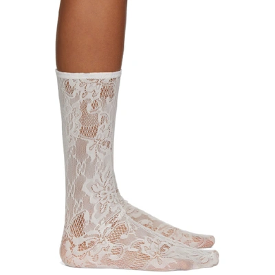 Gucci Off-white Blossom Gg Socks In 9205 Ivory