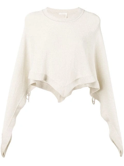 Chloé Chloe Beige Cropped Ribbon Sweater In 27j Milk