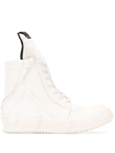 Rick Owens High Top Loose Thread Trainers In White