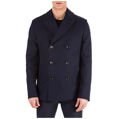 Gucci Men's Double Breasted Coat Overcoat In Blue