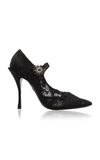 Dolce & Gabbana Embellished Lace Mary Jane Pumps In Black