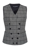 DOLCE & GABBANA CHECKED DOUBLE-BREASTED WOOL VEST,741056