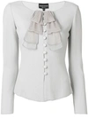 EMPORIO ARMANI FITTED RUFFLE DETAIL JACKET