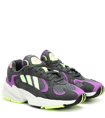 Adidas Originals Women's Yung 1 Shoes In Legend Ivy / Hi-res Yellow / Active Purple In Black