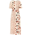 Self-portrait Paneled Floral-print Satin-jacquard Midi Dress In White