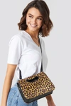 NA-KD LEOPARD MINI TOTE CUT-OUT HANDLE - YELLOW