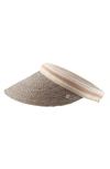 Helen Kaminski Bianca Classic Slide-on Raffia Visor In Eclipse Melange/ Nougat Stripe