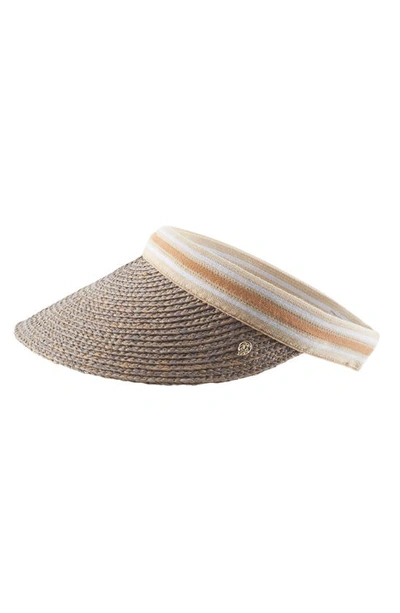 Helen Kaminski Bianca Classic Slide-on Raffia Visor In Eclipse Melange/ Nougat Stripe