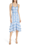 ALICE AND OLIVIA DIANE TIERED HIGH/LOW DRESS,CC903L17535