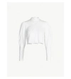 THE KOOPLES LACE-PANEL CROPPED COTTON BLOUSE