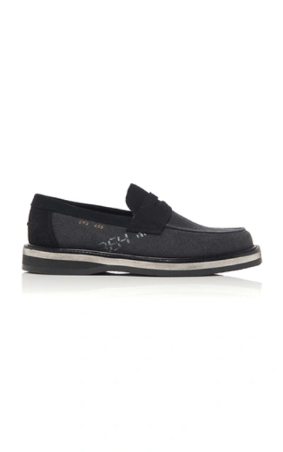 Maison Margiela Suede-trimmed Printed Canvas Loafers In Black