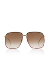 Gucci Glasant Oversized Metal Square-frame Sunglasses In Brown