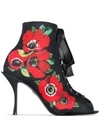 Dolce & Gabbana Black 90 Floral Print Lace-up Stretch Jersey Ankle Boots