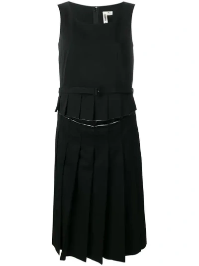 Comme Des Garçons Pleated Midi Dress In Black