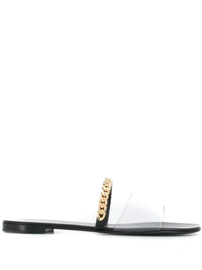 Giuseppe Zanotti Transparent Strap Flat Sandals In Black