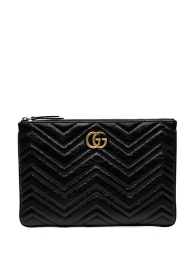 Gucci Black Quilted Leather Clutch Bag In 1000 Black/black