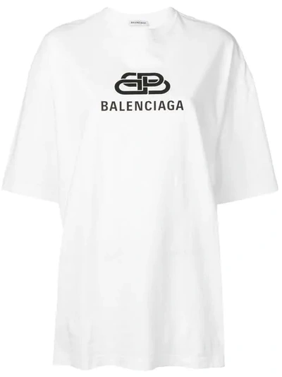 Balenciaga 标志-打印 过大的 棉-球衣 吨-衬衫 In White