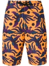 Kenzo Mens 'flying Phoenix' Swim Shorts In Orange