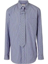 BURBERRY CHEVRON STRIPED COTTON SHIRT AND TIE TWINSET