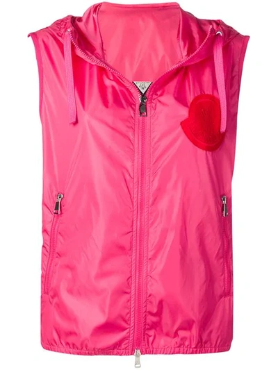 Moncler Hooded Logo Patch Gilet - 粉色 In Pink