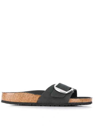 Birkenstock Madrid Big Buckle Leather Sandals In Black