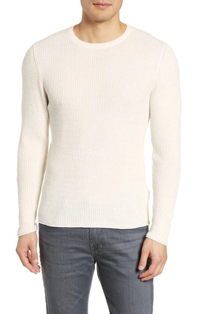 Billy Reid Regular Fit Waffle Crewneck Pullover In White