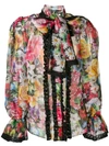 DOLCE & GABBANA PUFF STRUCTURED FLORAL BLOUSE