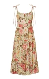 ZIMMERMANN Honour Floral-Print Linen Midi Dress,714179