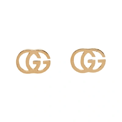 Gucci Gg-logo 18kt Gold Stud Earrings In 8000