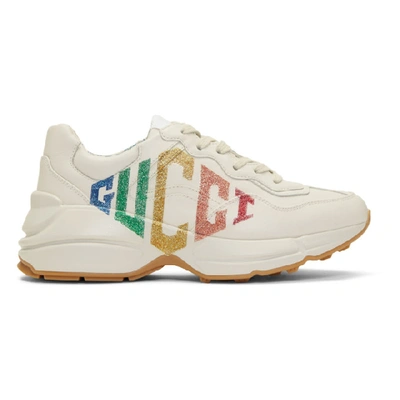 Gucci Rhyton Metallic Logo-print Leather Trainers In Multi