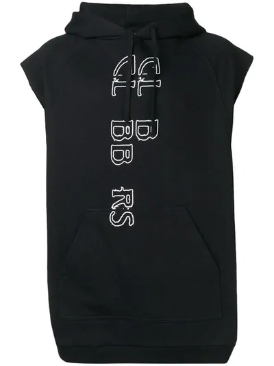 Raf Simons Sleeveless Graphic Hoodie In Black