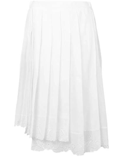 N°21 Lace Trim Pleated Skirt In White