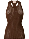 Erika Cavallini Knitted Mesh Top In Brown