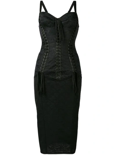 Dolce & Gabbana Jacquard And Lace Bustier Dress In Black