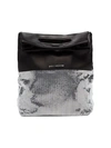 RABANNE black and silver folding leather clutch bag