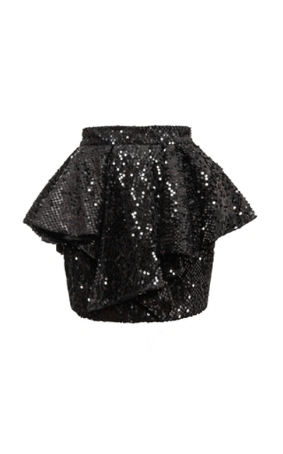 Alexandre Vauthier Sequin-embellished Ruffled Mini Skirt In Black