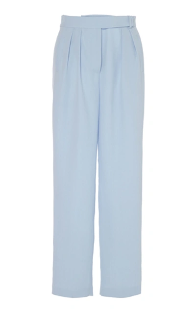 Delpozo Pleated Crepe Wide-leg Pants In Blue