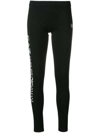 Ea7 Logo Leg-print Leggings In Black