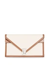 BURBERRY SMALL CANVAS AND LEATHER TB ENVELOPE CLUTCH